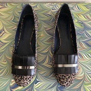 ARMANI COLLEZIONI Cheetah Print Moccasin Flat